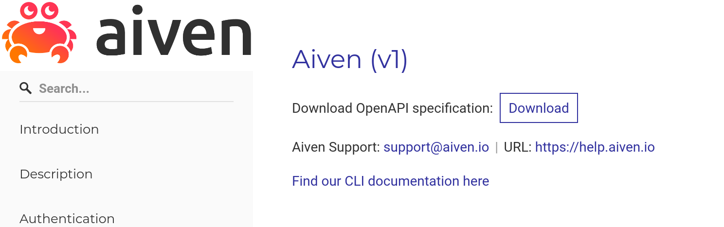 download button on API documentation