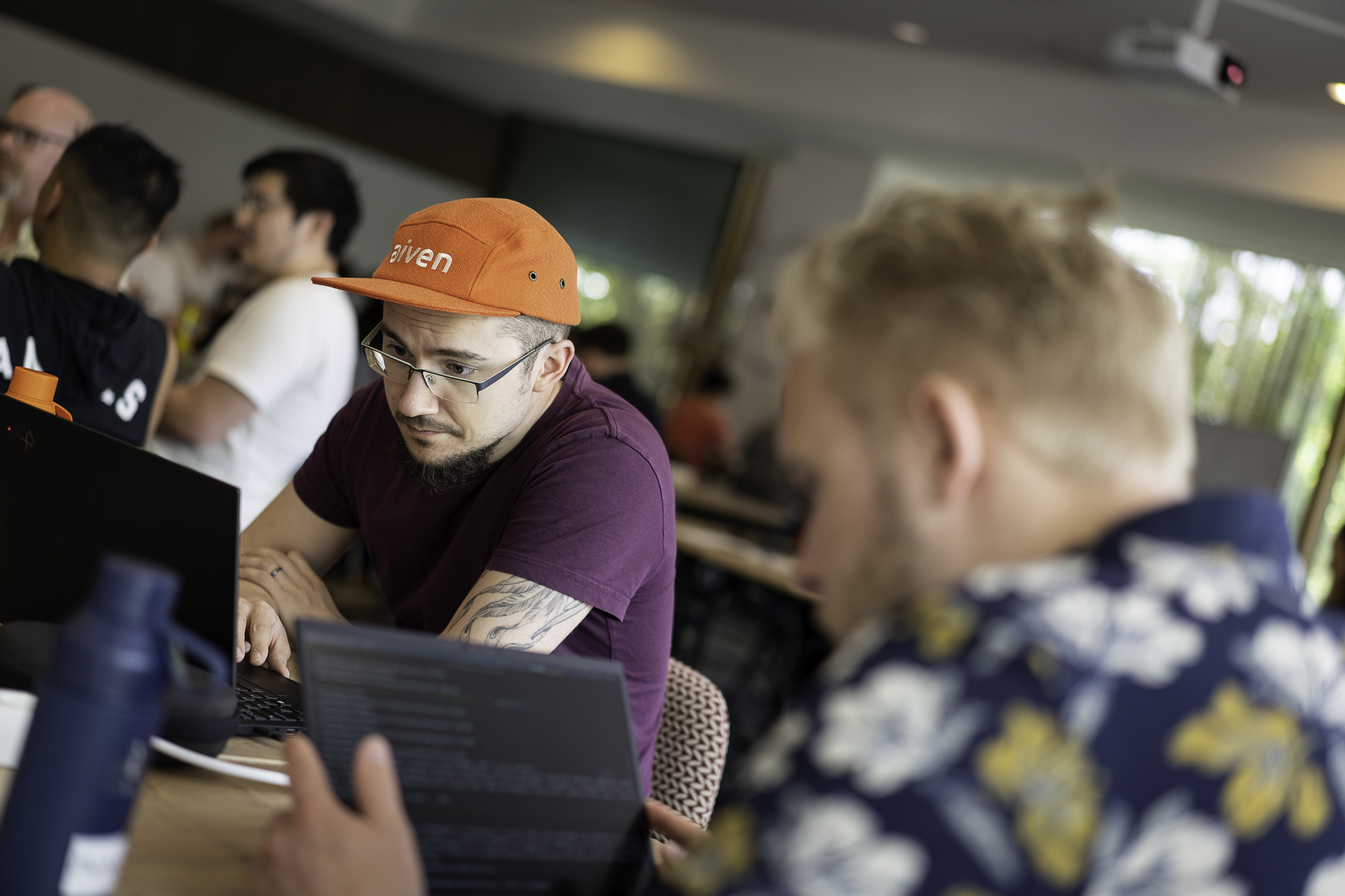 Group working on projects at the hackathon