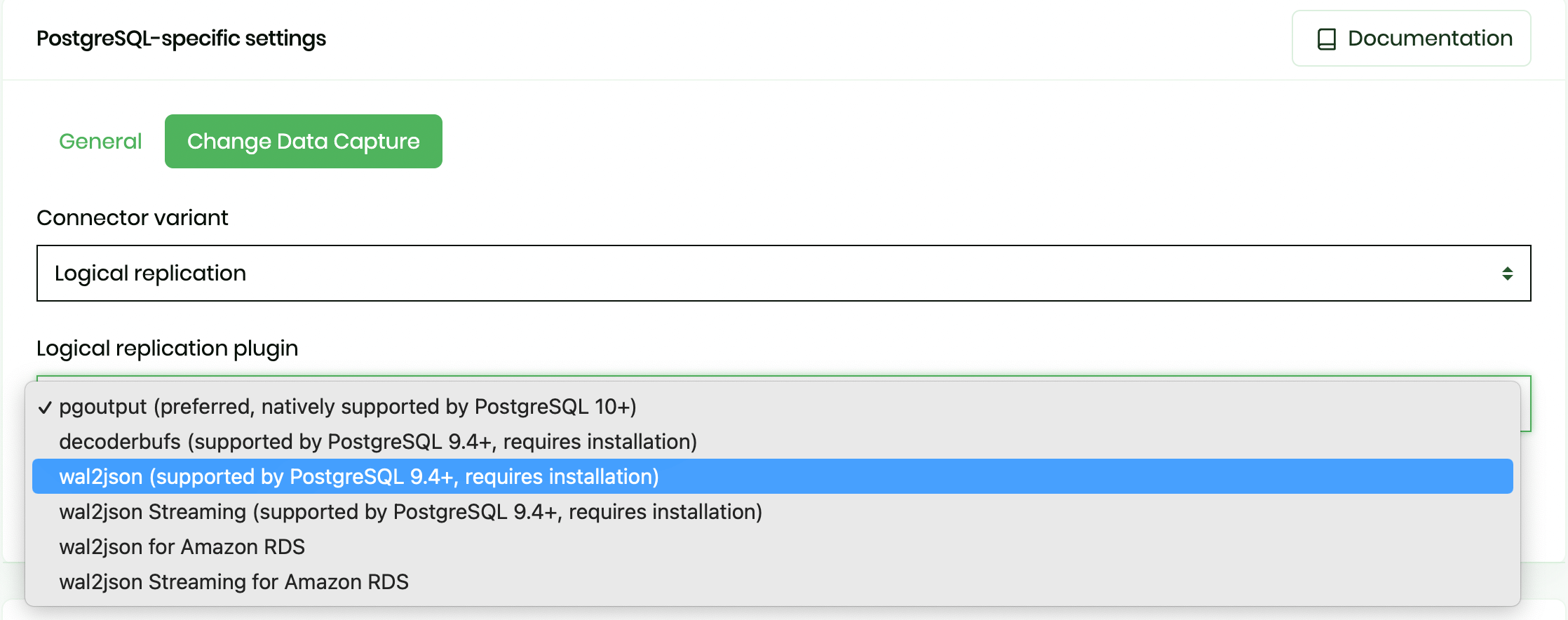 Logical replication wal2json