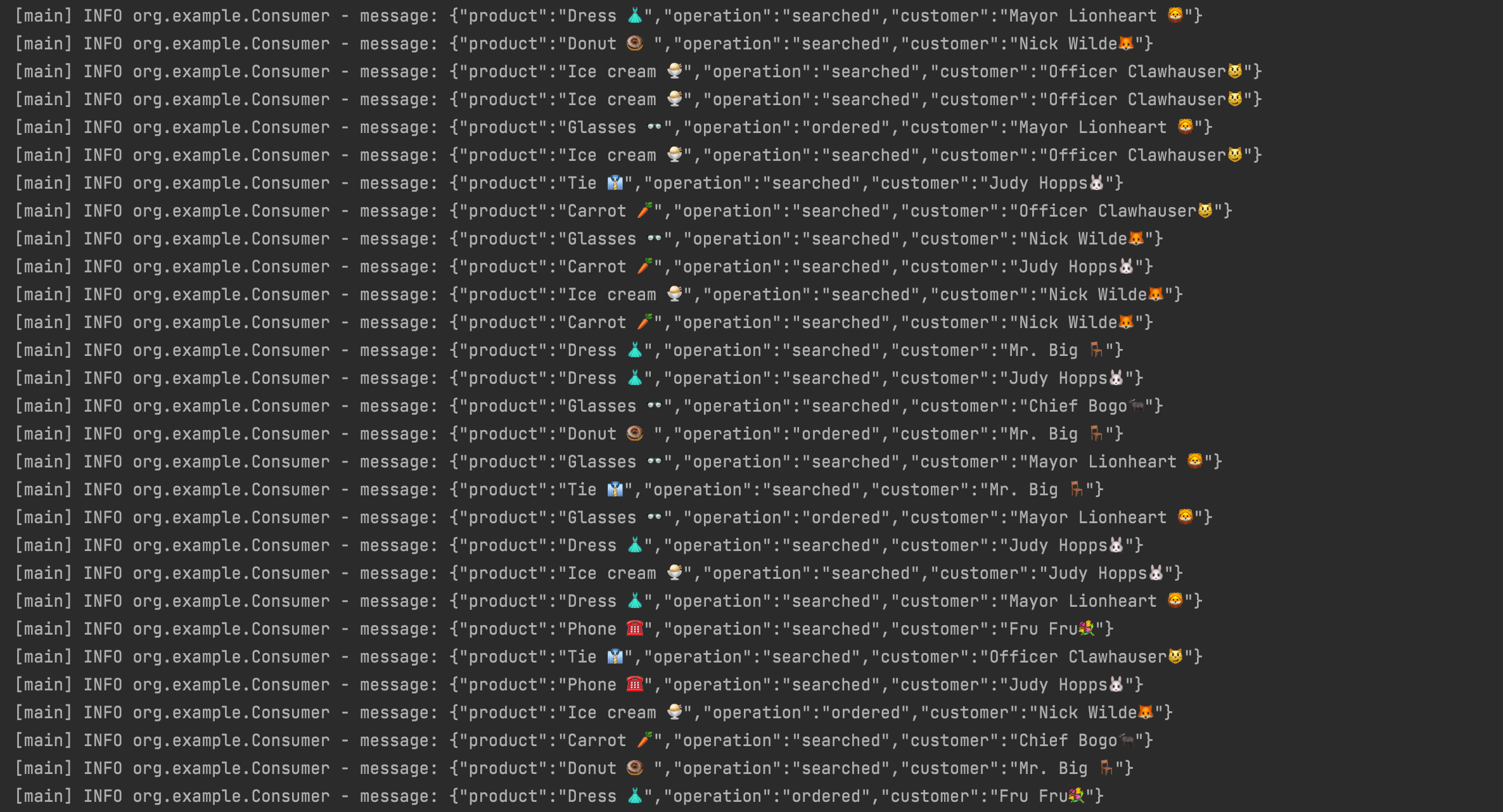 Screenshot showing consumer polling and printing out data