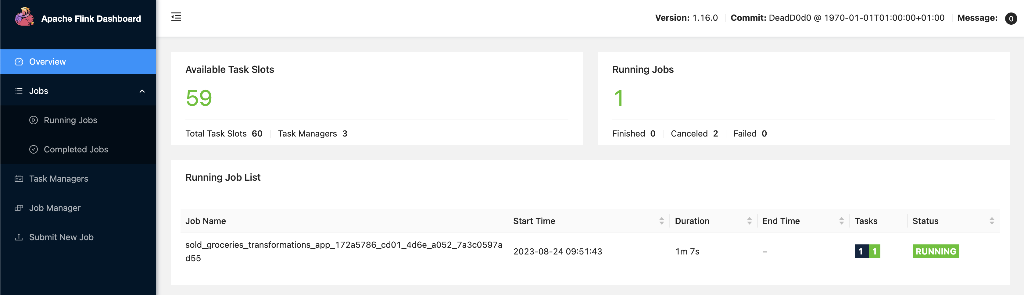 Using Flink UI to check the statues of the job