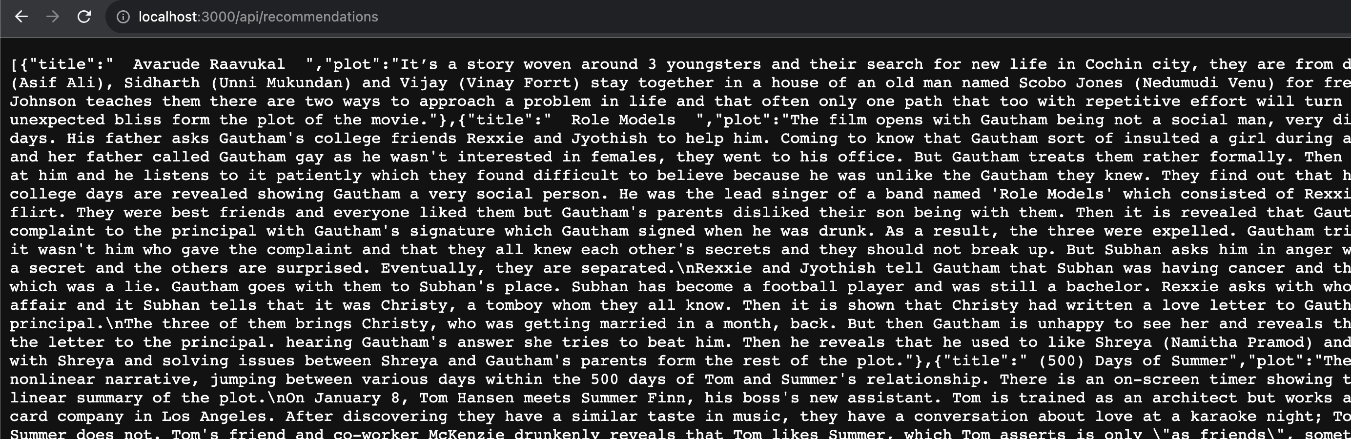 Testing that we have a connection to ClickHouse server by retriving first 10 items from the table