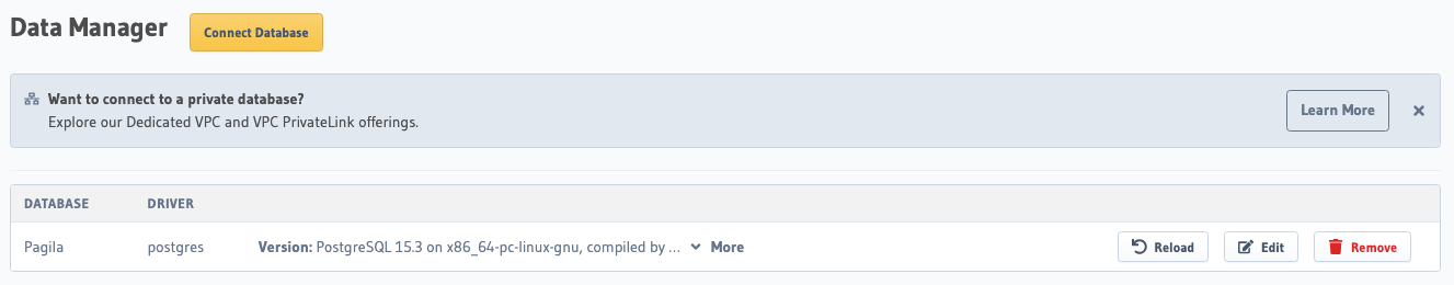 Hasura Data Connection stored