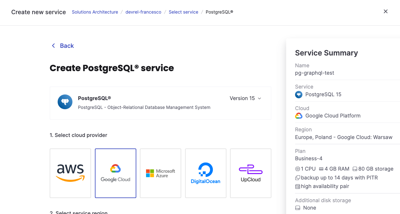 Overview of Aiven for PostgreSQL service creation
