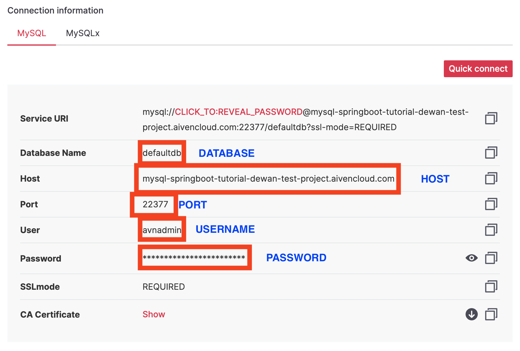 Connection information