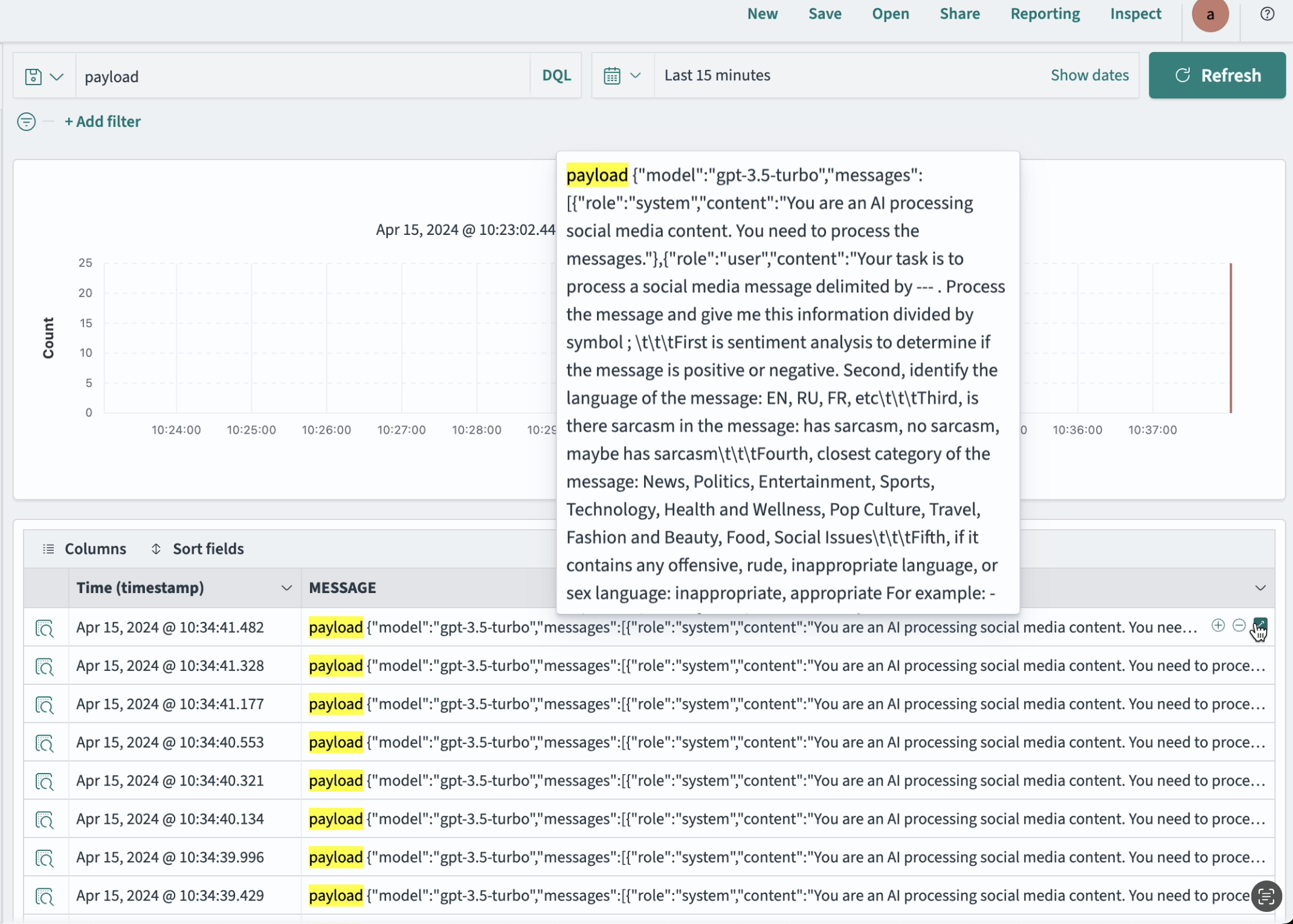 Check logs in OpenSearch