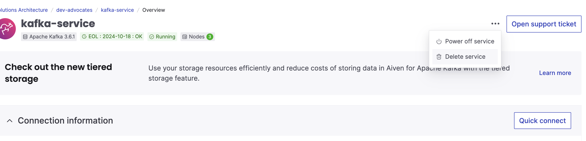 Remove Aiven for Apache Kafka service